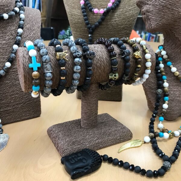 Crown Ingot / Grey Agate - Gemstone Bracelet